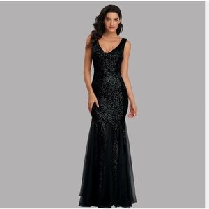 Black stretchy sequin dress